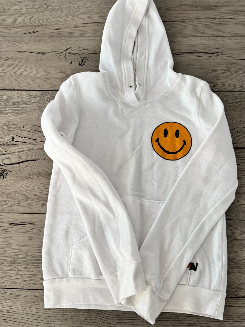 Aviator Nation White Hoodie with Orange Smiley Patch - Kids Matching Set